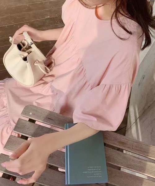 SallyLunn（サリーラン）の「ナチュラルティアードワンピース（ワンピース・レディース・ピンク/イエロー/アイボリー・MEDIUM/LARGE）」の7枚目の写真
