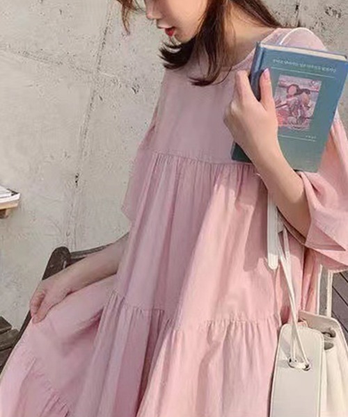 SallyLunn（サリーラン）の「ナチュラルティアードワンピース（ワンピース・レディース・ピンク/イエロー/アイボリー・MEDIUM/LARGE）」の8枚目の写真