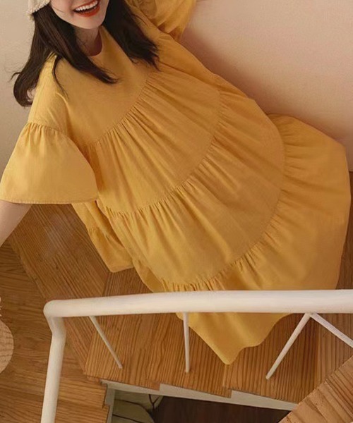 SallyLunn（サリーラン）の「ナチュラルティアードワンピース（ワンピース・レディース・ピンク/イエロー/アイボリー・MEDIUM/LARGE）」の10枚目の写真