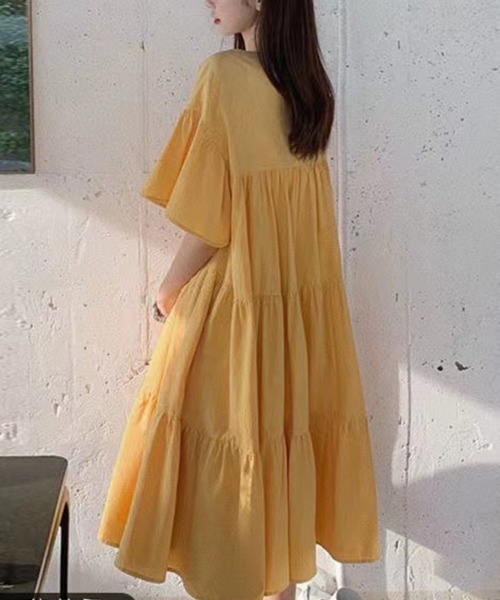 SallyLunn（サリーラン）の「ナチュラルティアードワンピース（ワンピース・レディース・ピンク/イエロー/アイボリー・MEDIUM/LARGE）」の11枚目の写真