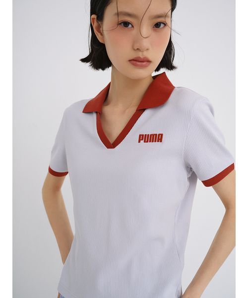 LILY BROWN(リリーブラウン)の「【LILY BROWN×PUMA】リブポロシャツ(ポロシャツ・レディース・サックスブルー/アイボリー・F)」の2枚目の写真