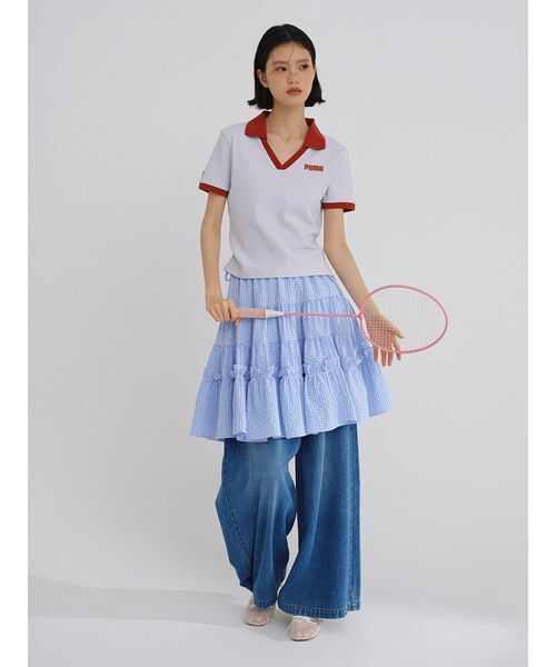 LILY BROWN(リリーブラウン)の「【LILY BROWN×PUMA】リブポロシャツ(ポロシャツ・レディース・サックスブルー/アイボリー・F)」の4枚目の写真