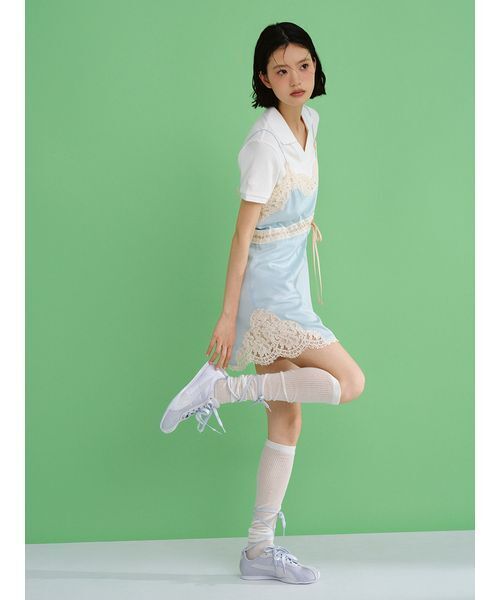 LILY BROWN(リリーブラウン)の「【LILY BROWN×PUMA】リブポロシャツ(ポロシャツ・レディース・サックスブルー/アイボリー・F)」の5枚目の写真