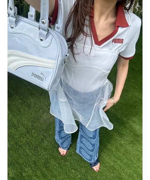 LILY BROWN(リリーブラウン)の「【LILY BROWN×PUMA】リブポロシャツ(ポロシャツ・レディース・サックスブルー/アイボリー・F)」の19枚目の写真