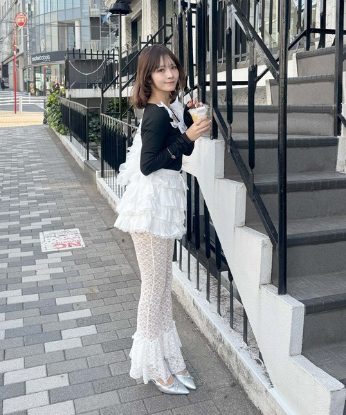 frunco(フランコ)の「コットンティアードレーススカート(スカート・レディース・ブラック/ホワイト・FREE)」の10枚目の写真