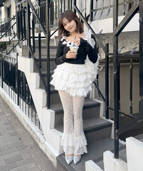frunco(フランコ)の「コットンティアードレーススカート(スカート・レディース・ブラック/ホワイト・FREE)」の9枚目の写真