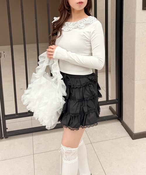 frunco(フランコ)の「コットンティアードレーススカート(スカート・レディース・ブラック/ホワイト・FREE)」の17枚目の写真