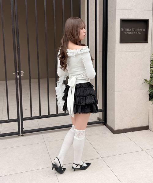 frunco(フランコ)の「コットンティアードレーススカート(スカート・レディース・ブラック/ホワイト・FREE)」の21枚目の写真