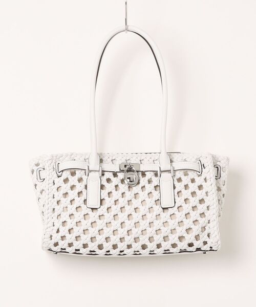 MICHAEL KORS(マイケルコース)の「HAMILTON ハンドウーヴン サッチェル スモール(ショルダーバッグ・レディース・ホワイト系・FREE)」の4枚目の写真