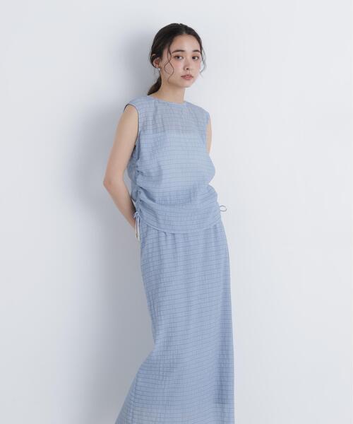 N.（N. Natural Beauty Basic）（エヌエヌナチュラルビューティーベーシック）の「シアーシャーリングセットアップ（ワンピース・レディース・グレー/ブルー・P/S/MEDIUM）」の2枚目の写真