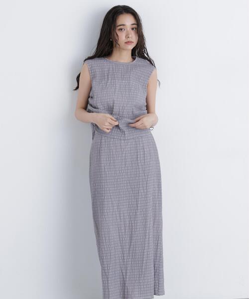 N.（N. Natural Beauty Basic）（エヌエヌナチュラルビューティーベーシック）の「シアーシャーリングセットアップ（ワンピース・レディース・グレー/ブルー・P/S/MEDIUM）」の3枚目の写真