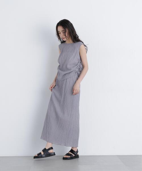 N.（N. Natural Beauty Basic）（エヌエヌナチュラルビューティーベーシック）の「シアーシャーリングセットアップ（ワンピース・レディース・グレー/ブルー・P/S/MEDIUM）」の4枚目の写真