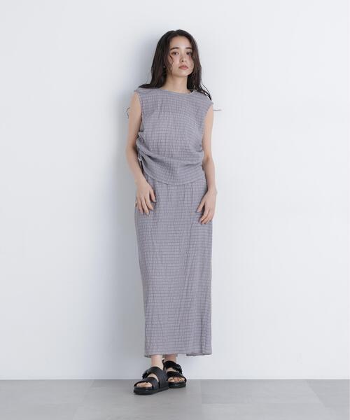 N.（N. Natural Beauty Basic）（エヌエヌナチュラルビューティーベーシック）の「シアーシャーリングセットアップ（ワンピース・レディース・グレー/ブルー・P/S/MEDIUM）」の6枚目の写真