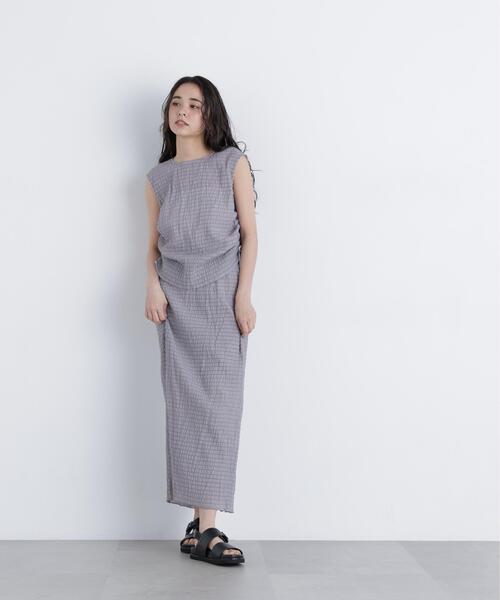 N.（N. Natural Beauty Basic）（エヌエヌナチュラルビューティーベーシック）の「シアーシャーリングセットアップ（ワンピース・レディース・グレー/ブルー・P/S/MEDIUM）」の8枚目の写真