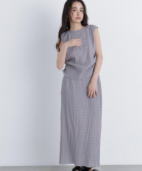 N.（N. Natural Beauty Basic）（エヌエヌナチュラルビューティーベーシック）の「シアーシャーリングセットアップ（ワンピース・レディース・グレー/ブルー・P/S/MEDIUM）」の9枚目の写真