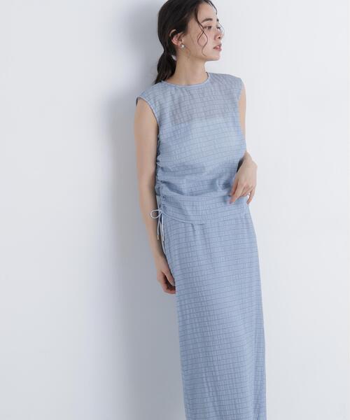 N.（N. Natural Beauty Basic）（エヌエヌナチュラルビューティーベーシック）の「シアーシャーリングセットアップ（ワンピース・レディース・グレー/ブルー・P/S/MEDIUM）」の14枚目の写真