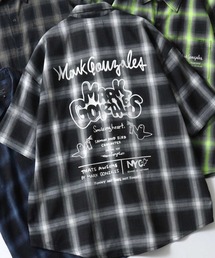 MARK GONZALES ARTWORK COLLECTION/マークゴンザレス 別注 ビッグシルエット バックプリント ワンポイント刺繍 オンブレチェック 半袖シャツ