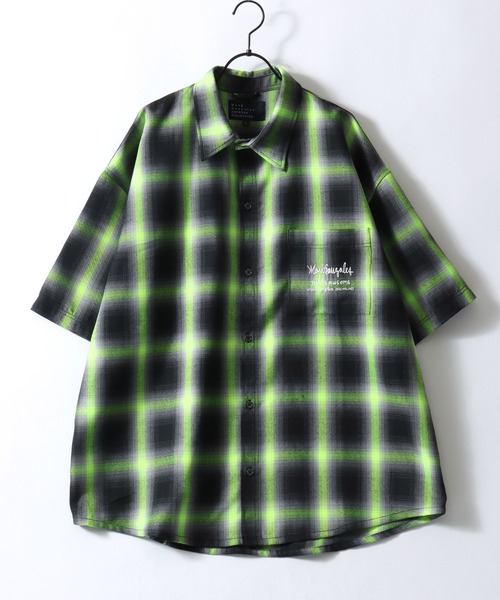 Mark Gonzales(マーク・ゴンザレス)の「MARK GONZALES ARTWORK COLLECTION/マークゴンザレス 別注 ビッグシルエット バックプリント ワンポイント刺繍 オンブレチェック 半袖シャツ(シャツ/ブラウス・メンズ・ブラック×ライム/ブラック×ブルー/ブラック×ホワイト/ブラック×グレー・XL/L/M)」の22枚目の写真
