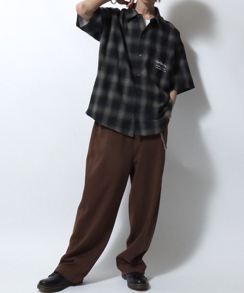 Mark Gonzales(マーク・ゴンザレス)の「MARK GONZALES ARTWORK COLLECTION/マークゴンザレス 別注 ビッグシルエット バックプリント ワンポイント刺繍 オンブレチェック 半袖シャツ(シャツ/ブラウス・メンズ・ブラック×ライム/ブラック×ブルー/ブラック×ホワイト/ブラック×グレー・XL/L/M)」の11枚目の写真