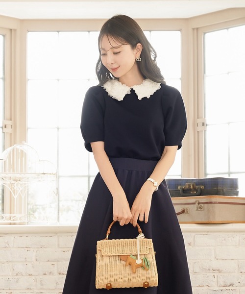le reve vaniller(ル レーヴ ヴァニレ)の「2WAY フラワー 襟 カット トップス le reve vaniller(Tシャツ/カットソー・レディース・ネイビー/ピンク/アイボリー・M)」の18枚目の写真