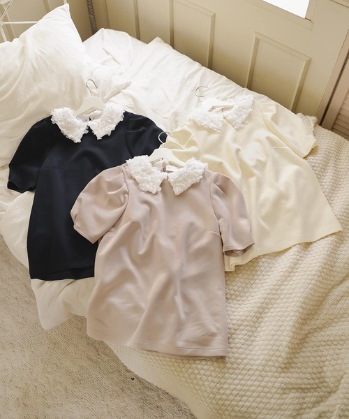 le reve vaniller(ル レーヴ ヴァニレ)の「2WAY フラワー 襟 カット トップス le reve vaniller(Tシャツ/カットソー・レディース・ネイビー/ピンク/アイボリー・M)」の19枚目の写真