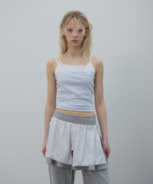 LACE LAYERED JERSEY SKIRT (MELANGE GREY)