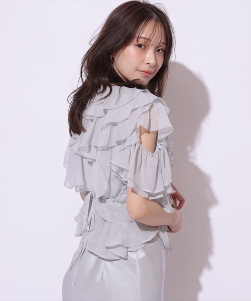 Mystrada(マイストラーダ)の「ラッフルフリルブラウス(シャツ/ブラウス・レディース・ピンク/ブラック/ブルーグレー/ドット・36/38)」の15枚目の写真