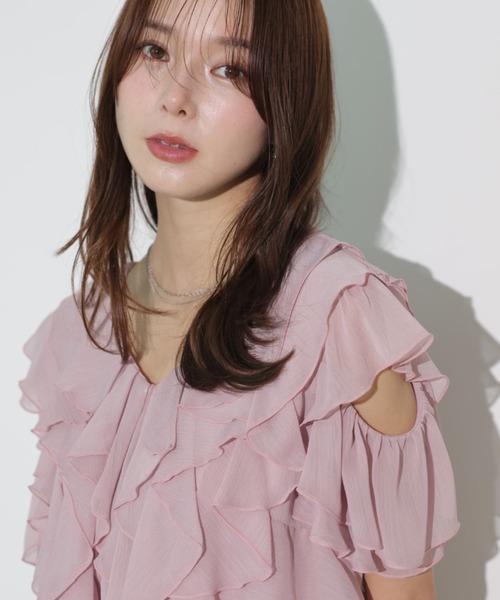 Mystrada(マイストラーダ)の「ラッフルフリルブラウス(シャツ/ブラウス・レディース・ピンク/ブラック/ブルーグレー/ドット・36/38)」の22枚目の写真