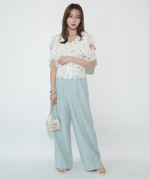 Mystrada(マイストラーダ)の「ラッフルフリルブラウス(シャツ/ブラウス・レディース・ピンク/ブラック/ブルーグレー/ドット・36/38)」の8枚目の写真