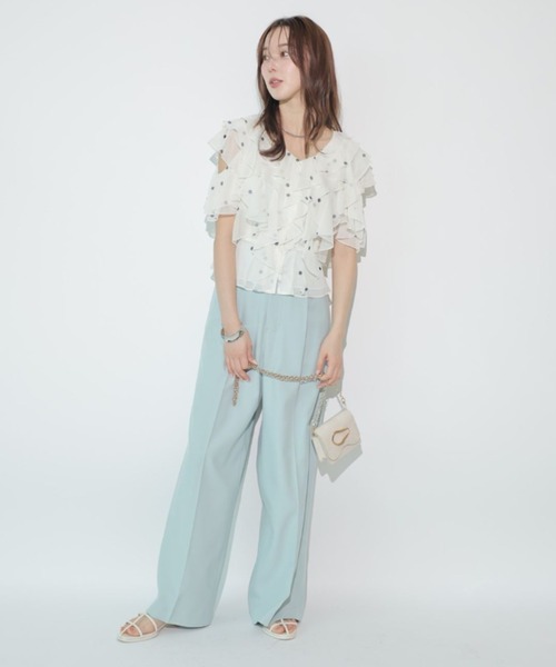 Mystrada(マイストラーダ)の「ラッフルフリルブラウス(シャツ/ブラウス・レディース・ピンク/ブラック/ブルーグレー/ドット・36/38)」の9枚目の写真