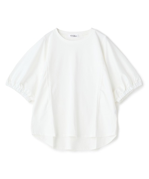 Nowadays(ナウアデイズ)の「布帛ドッキングドルマンTシャツ(Tシャツ/カットソー・レディース・ホワイト/ベージュ/ブラック・FREE)」の1枚目の写真