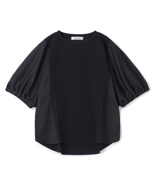 Nowadays(ナウアデイズ)の「布帛ドッキングドルマンTシャツ(Tシャツ/カットソー・レディース・ホワイト/ベージュ/ブラック・FREE)」の2枚目の写真