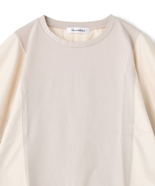 Nowadays(ナウアデイズ)の「布帛ドッキングドルマンTシャツ(Tシャツ/カットソー・レディース・ホワイト/ベージュ/ブラック・FREE)」の5枚目の写真