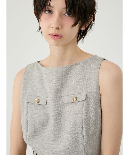 LILY BROWN(リリーブラウン)の「ボタンディテールミニロンパース(つなぎ/オールインワン・レディース・ベージュ/チャコールグレー/マルチ・0/1)」の10枚目の写真