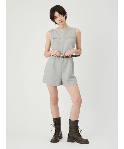 LILY BROWN(リリーブラウン)の「ボタンディテールミニロンパース(つなぎ/オールインワン・レディース・ベージュ/チャコールグレー/マルチ・0/1)」の16枚目の写真