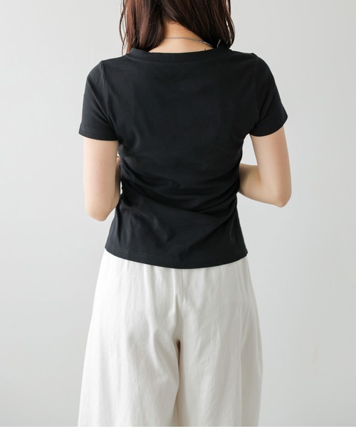 SUGAR BISKET(シュガービスケット)の「タックギャザー Tシャツ(Tシャツ/カットソー・レディース・グレー/ブラック/ホワイト・フリー)」の10枚目の写真