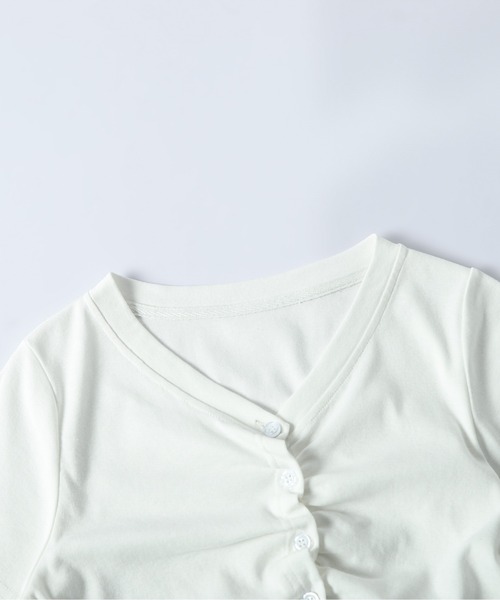 SUGAR BISKET(シュガービスケット)の「タックギャザー Tシャツ(Tシャツ/カットソー・レディース・グレー/ブラック/ホワイト・フリー)」の15枚目の写真