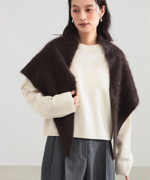 Demi-Luxe BEAMS（デミルクス ビームス）の「ASAUCE MELER / カシミアファー トライアングル ストール（ストール/ショール・レディース・ホワイト系その他5/ブラウン系その他5・ONE SIZE）」の2枚目の写真
