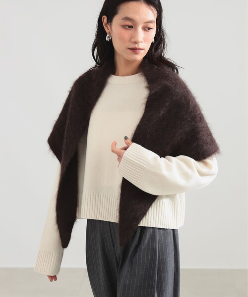 Demi-Luxe BEAMS（デミルクス ビームス）の「ASAUCE MELER / カシミアファー トライアングル ストール（ストール/ショール・レディース・ホワイト系その他5/ブラウン系その他5・ONE SIZE）」の4枚目の写真