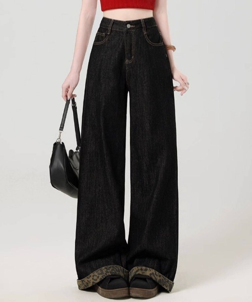 Teem Store(チームストア)の「豹柄デザインワイドデニムパンツ(デニムパンツ・レディース・ブルー・S/M)」の6枚目の写真