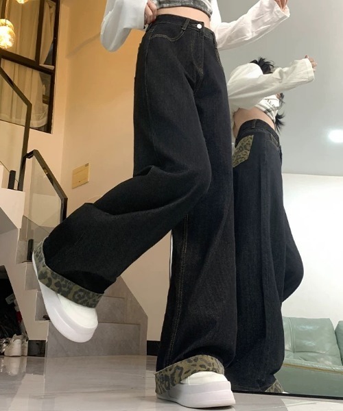 Teem Store(チームストア)の「豹柄デザインワイドデニムパンツ(デニムパンツ・レディース・ブルー・S/M)」の8枚目の写真
