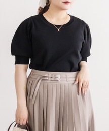 CLETTEオリジナルパール付きパフスリーブ半袖ニット