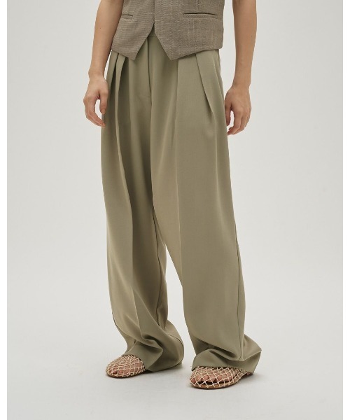 TODAYFUL（トゥデイフル）の「Tuck Wide Trousers 12610714（その他パンツ・レディース・ブラック/ブラウン/ライトグリーン・36/38）」の3枚目の写真