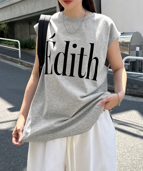 andme(アンドミー)の「汗染み防止ビッグロゴプリントTシャツ【フロッキー/メタリック】(Tシャツ/カットソー・レディース・ブラウン系その他/チャコールグレー×ブラック/グレー系その他/ホワイト×ブラック/ホワイト×シルバー・M)」の4枚目の写真