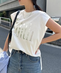 汗染み防止ビッグロゴプリントTシャツ【フロッキー/メタリック】