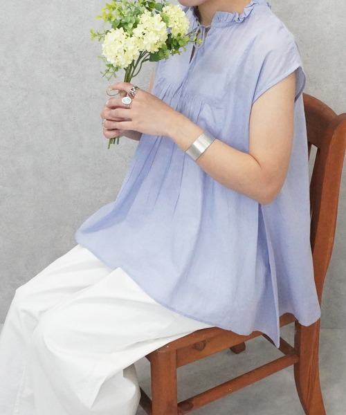SELECT LEVERY(セレクトリベリー)の「コットンボイルシアーブラウス(シャツ/ブラウス・レディース・ブラック/オフホワイト/ライトブルー・FREE)」の17枚目の写真