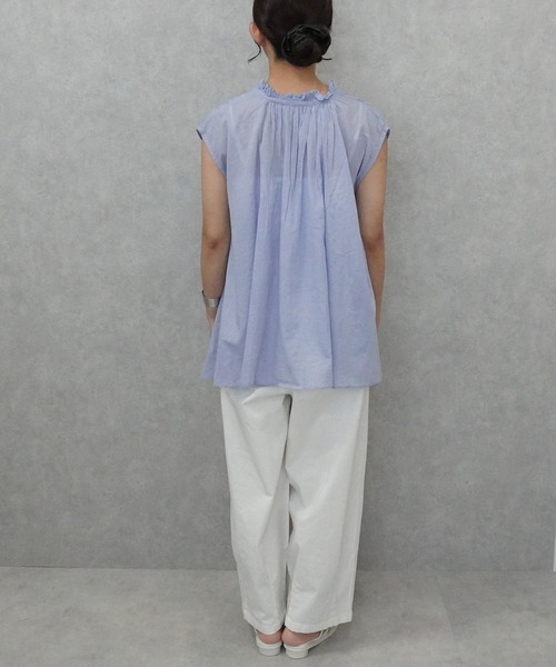 SELECT LEVERY(セレクトリベリー)の「コットンボイルシアーブラウス(シャツ/ブラウス・レディース・ブラック/オフホワイト/ライトブルー・FREE)」の9枚目の写真