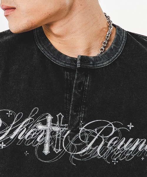 SHORT ROUND(ショートラウンド)の「SHORT ROUND/【26年春夏新作】ブリーチヘンリーグラフィックT(Tシャツ/カットソー・メンズ・ブラック系その他・LARGE/MEDIUM)」の4枚目の写真