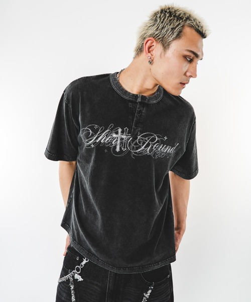 SHORT ROUND(ショートラウンド)の「SHORT ROUND/【26年春夏新作】ブリーチヘンリーグラフィックT(Tシャツ/カットソー・メンズ・ブラック系その他・LARGE/MEDIUM)」の7枚目の写真