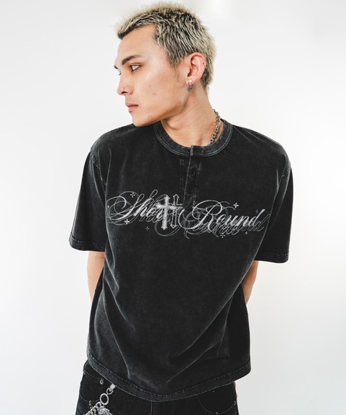 SHORT ROUND(ショートラウンド)の「SHORT ROUND/【26年春夏新作】ブリーチヘンリーグラフィックT(Tシャツ/カットソー・メンズ・ブラック系その他・LARGE/MEDIUM)」の9枚目の写真